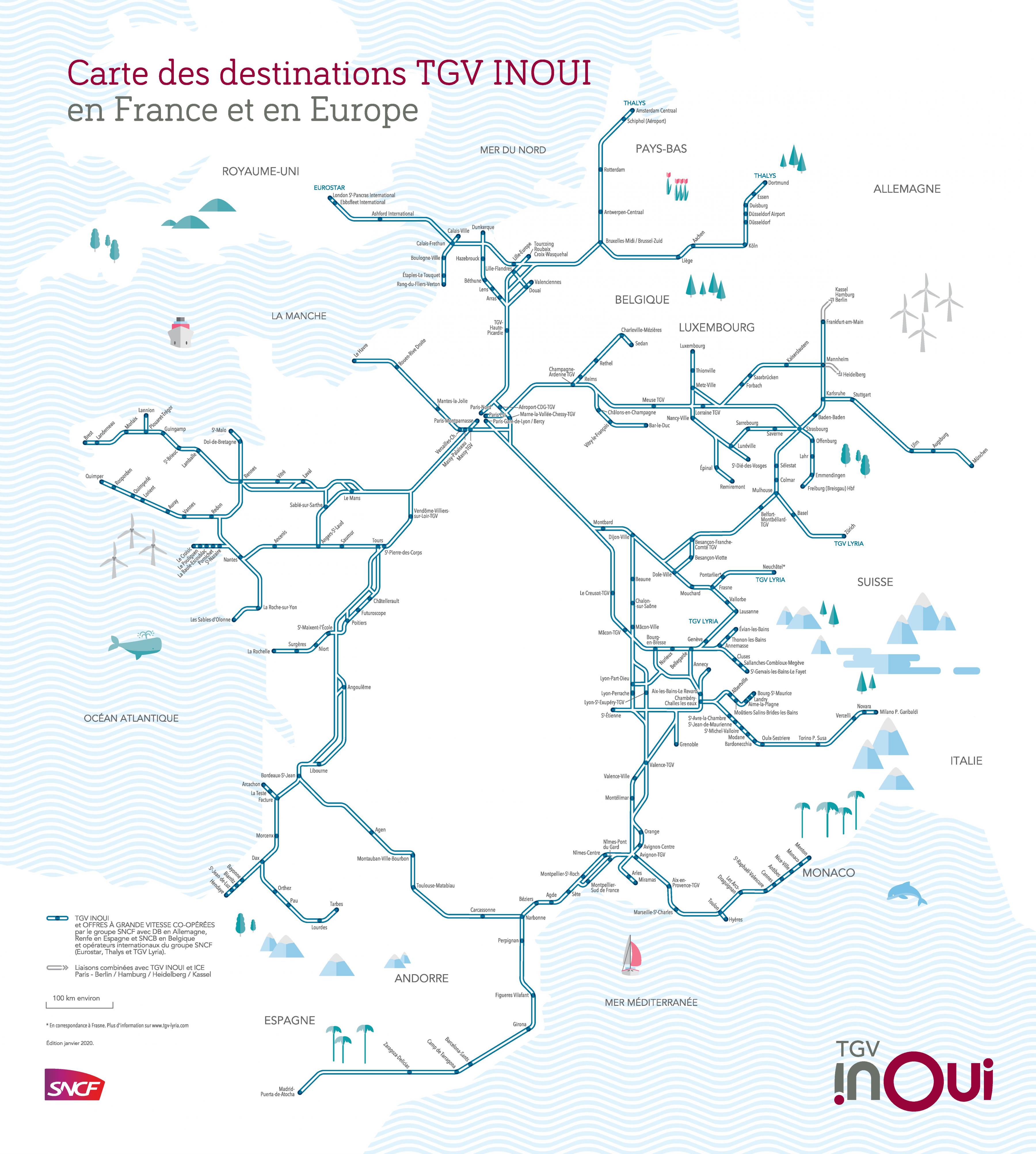 Tgv De La Carte France Tgv Réseau France Carte Europe De Louest