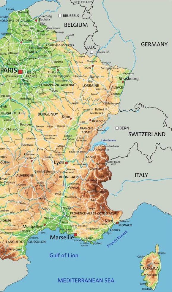 carte de France de l'est