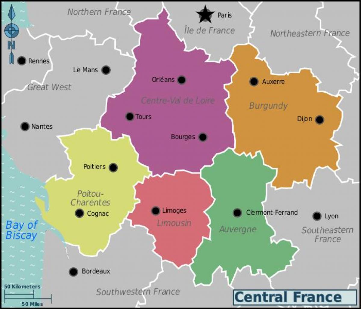 carte de la France centrale