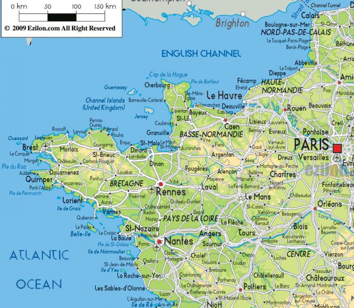 carte de la France du nord-ouest