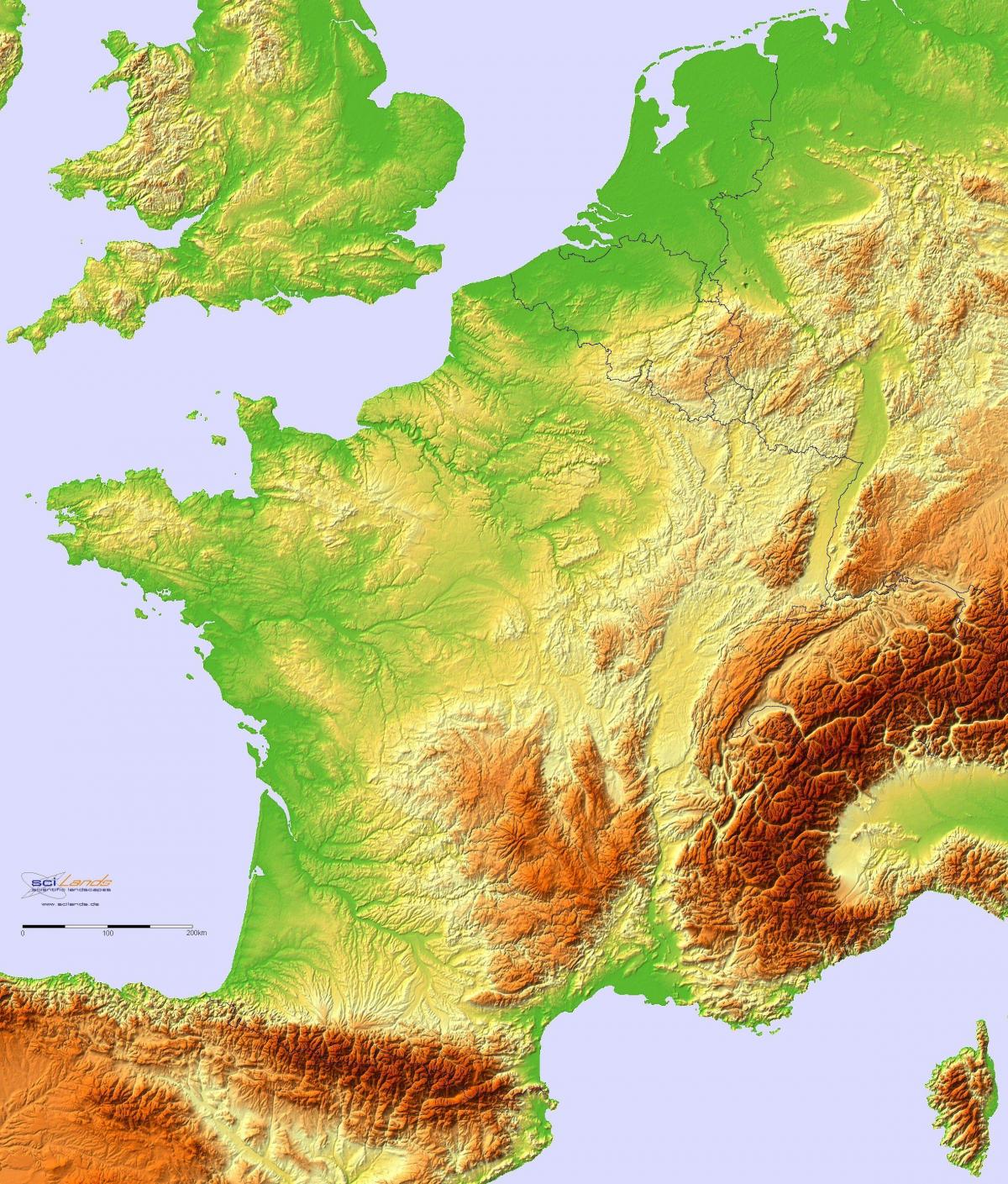 carte topographique de la France