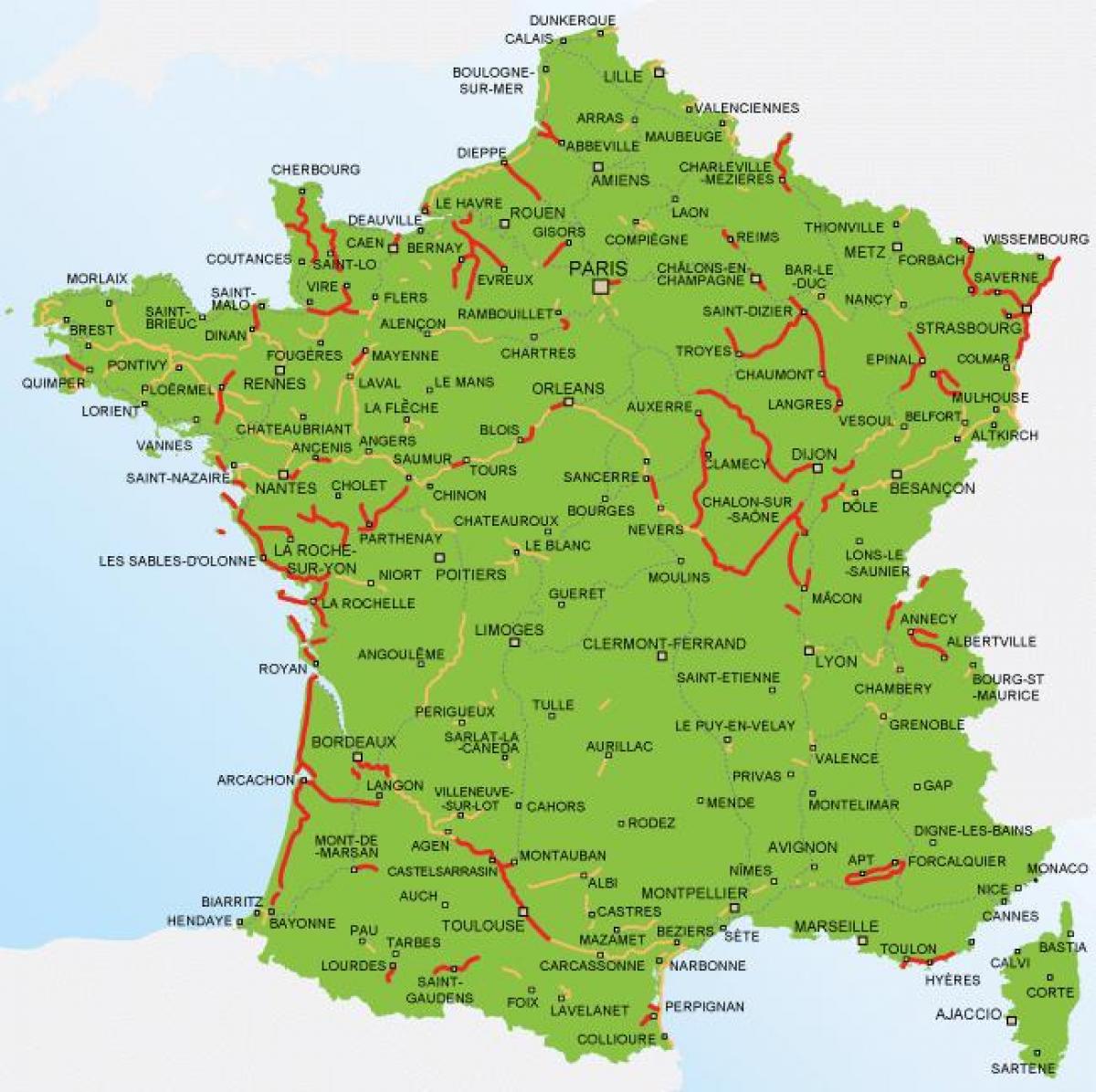 France carte vélo