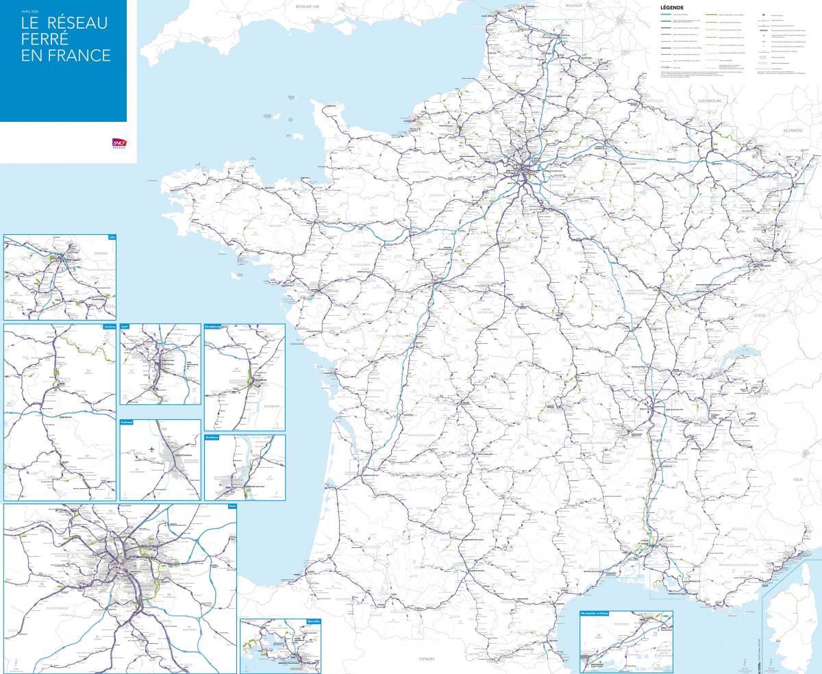 France réseau ferré national, carte