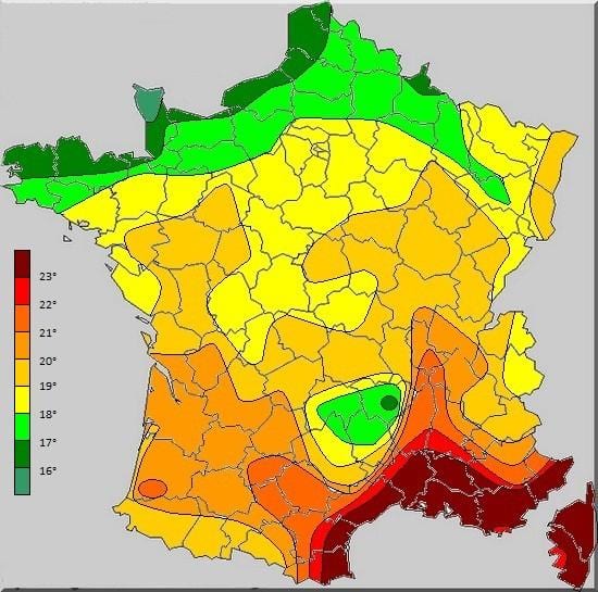 carte de France de la température