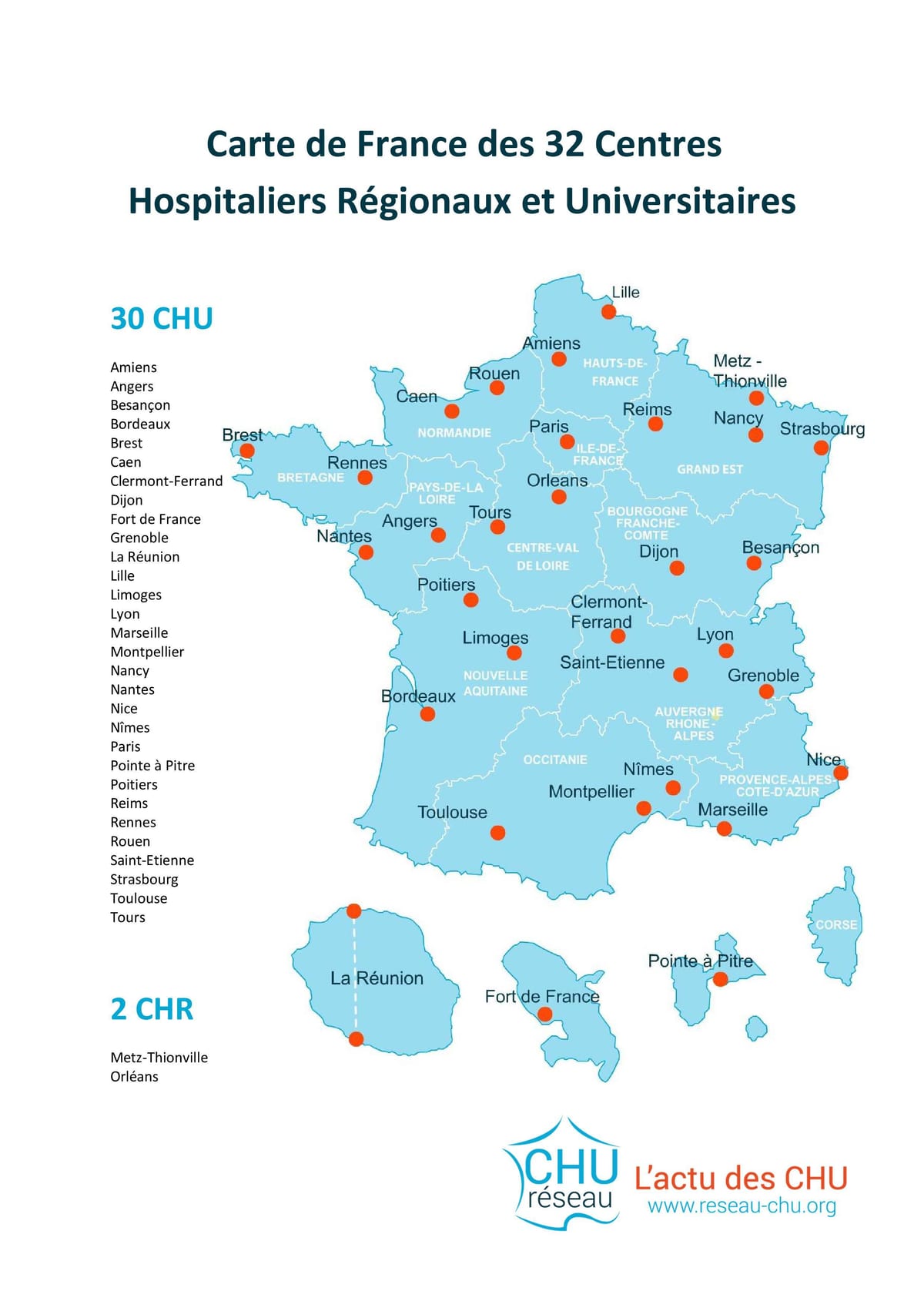 carte de France de l'hôpital