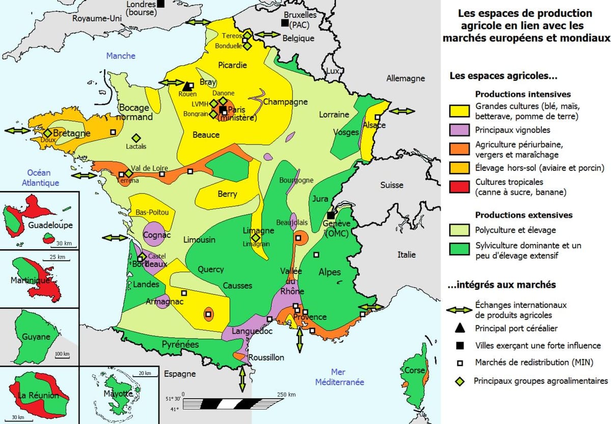 carte de France de l'agriculture