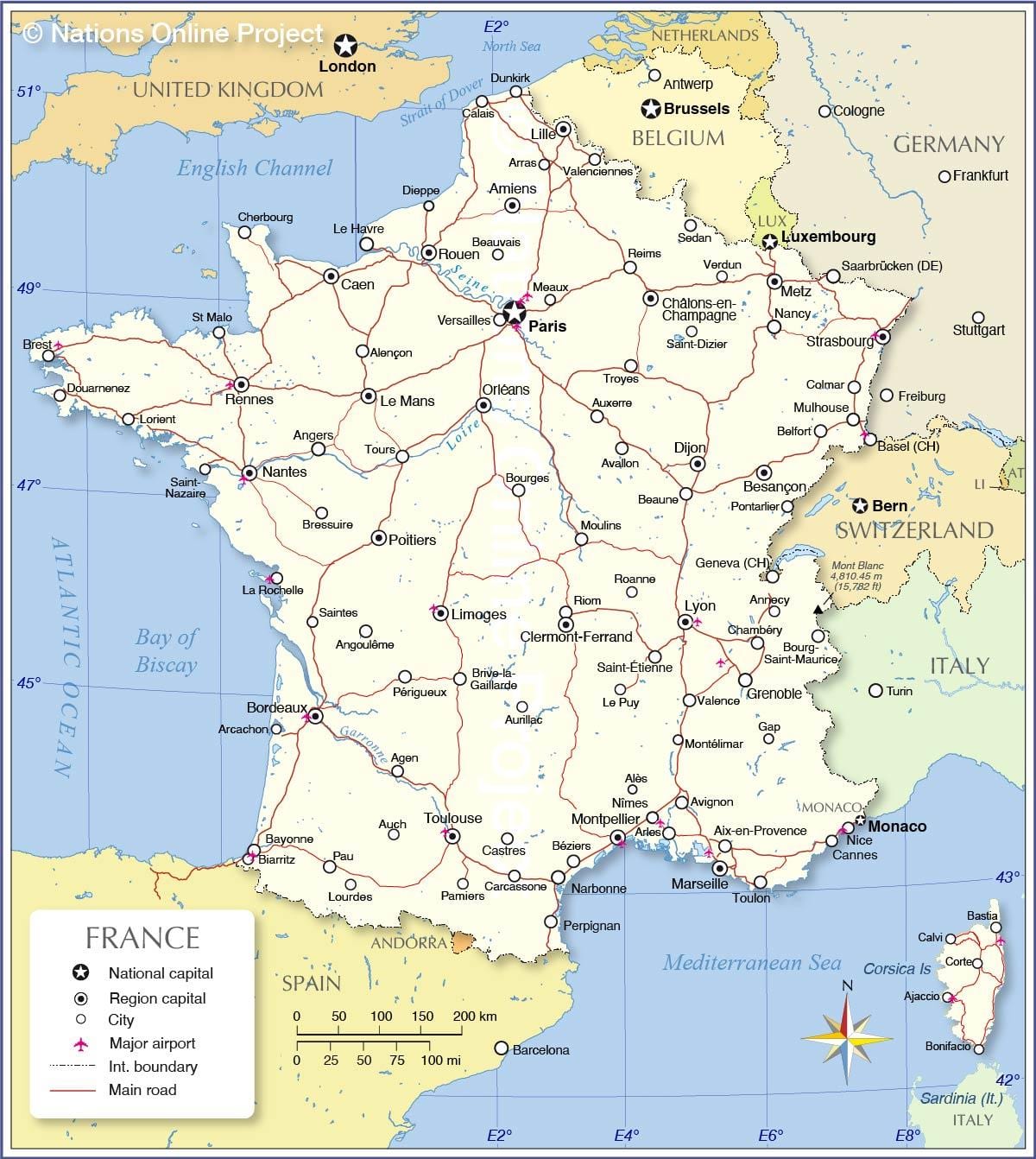 France la carte d'aéroports internationaux