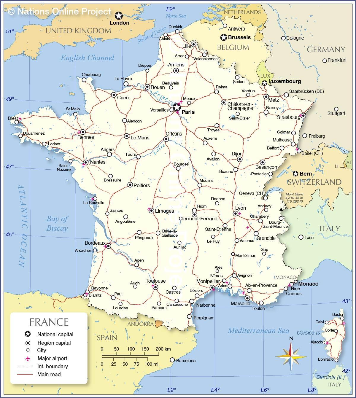 France la carte d'aéroports internationaux