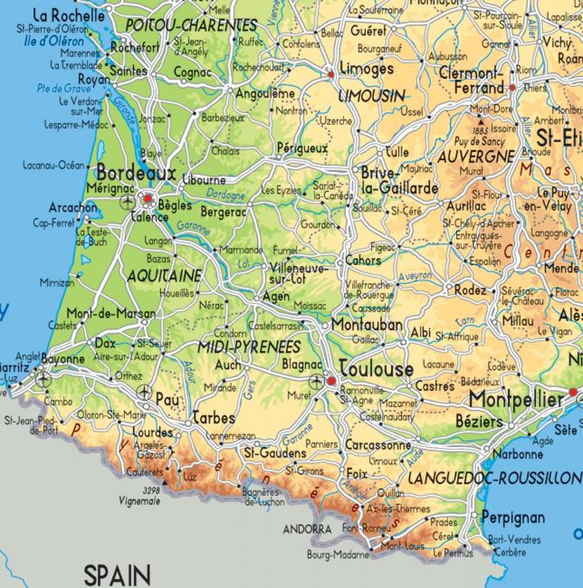 carte du sud-ouest de la France