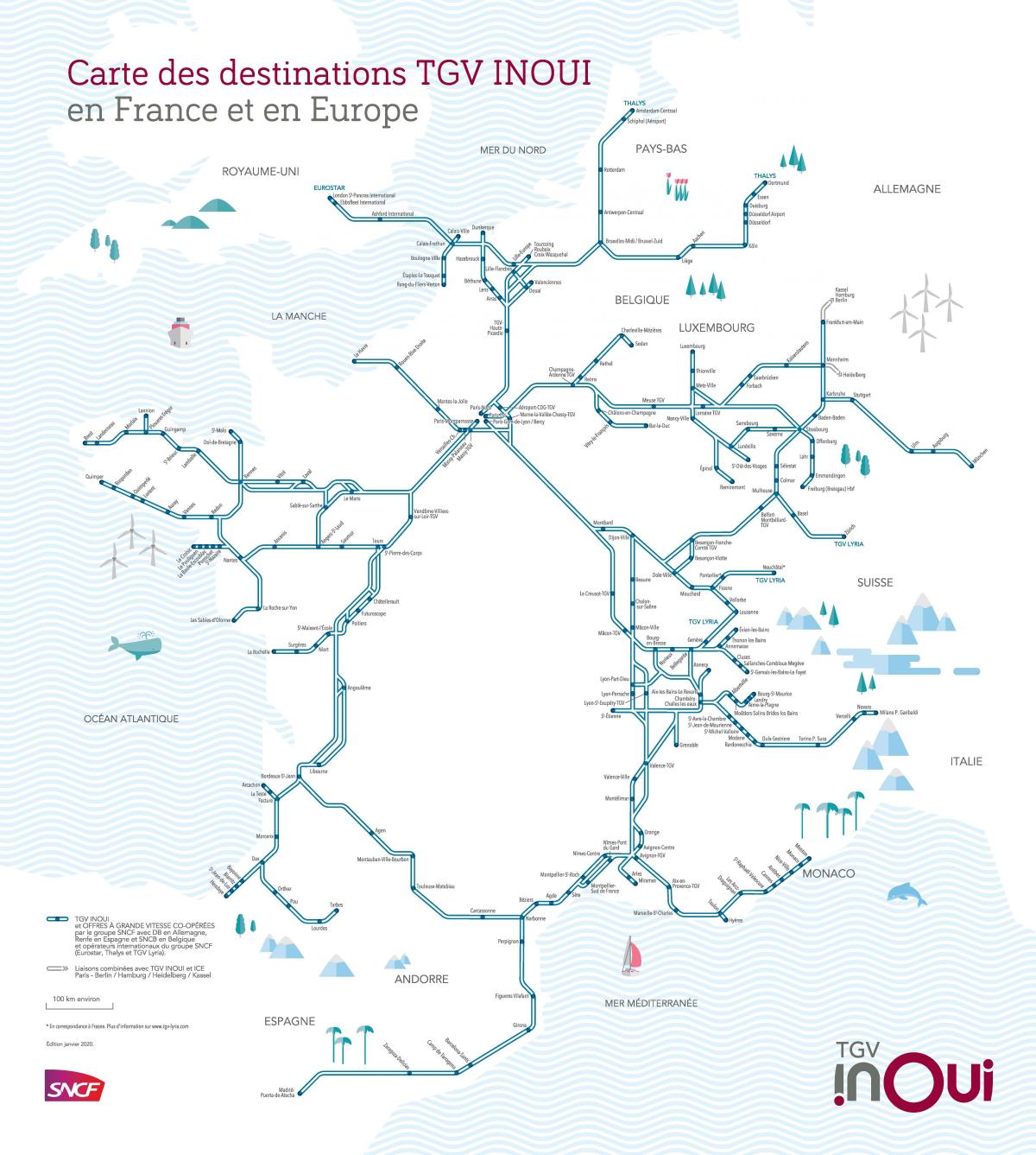 Tgv de la carte France Tgv réseau France carte (Europe de l'Ouest
