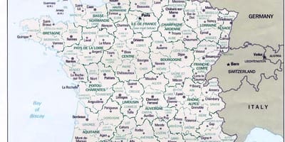 Carte de France des régions avec les villes