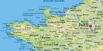 Carte de la France du nord de la côte