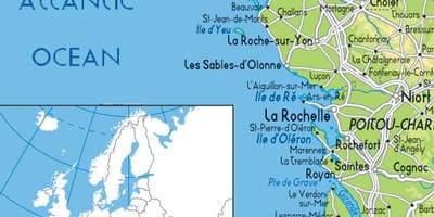 Carte de France de la côte ouest