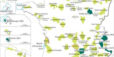 Carte des parcs nationaux en France