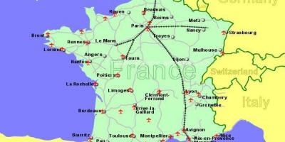 Les aéroports du sud de la France carte