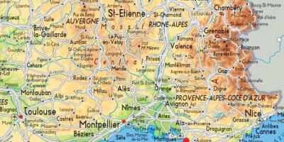 Carte de la France du sud-est
